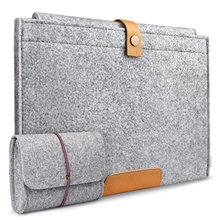 MacBook Sleeve - Inateck 15.4 Inch MacBook Pro Retina Display Case Cover Ultrabook Netbook Bag Felt MacBook Carrying Case with Card Slot, Grey