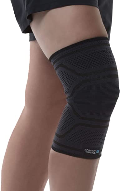 Copper Fit Ice Knit Compression Knee Sleeve Infused with Menthol and Coq10 for Recovery