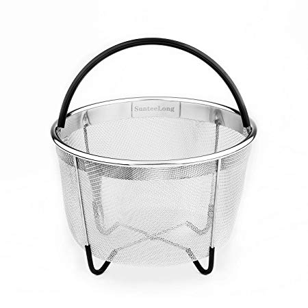 Instant Pot Accessories Steamer Basket for 3/6 QT or 8 QT InstaPot Pressure Cooker,18/8 Stainless Steel Steamer Insert with Silicone Covered Handle  Non-Slip Legs,Great Accessory for Steaming Veggie