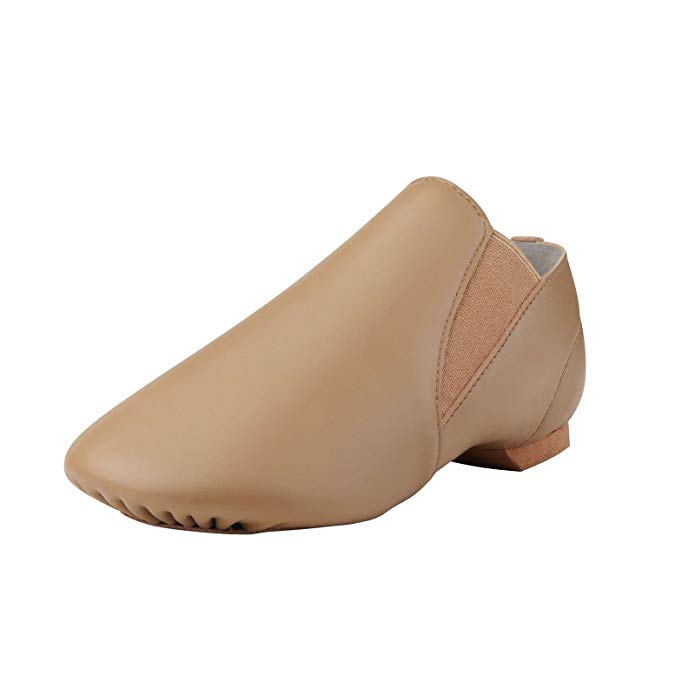 Dynadans Women's Leather Upper Slip-on Jazz Shoe with Elastics