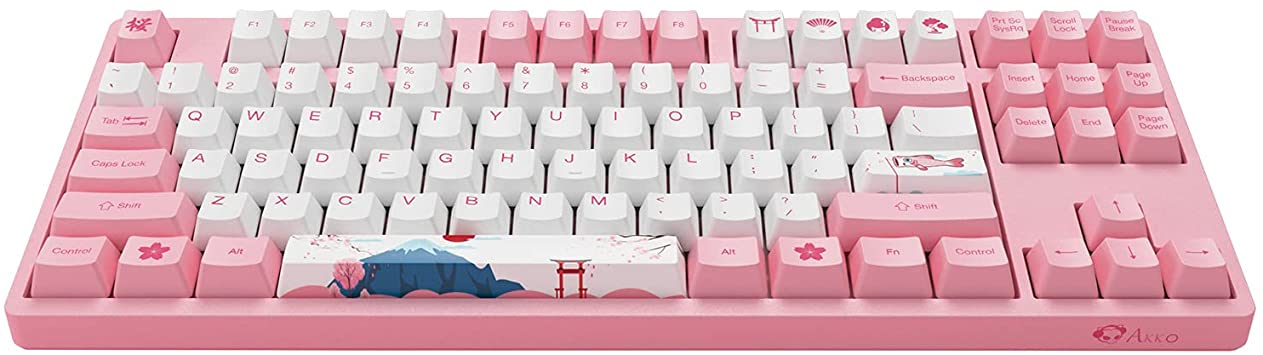 Akko World Tour Tokyo 87-Key TKL R1 Wired Gaming Mechanical Keyboard, Programmable with OEM Profiled PBT Dye-Sub Keycaps and N-Key Rollover (Akko 2nd Gen Blue Clicky Switch)