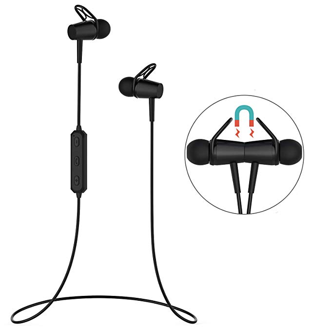 Bluetooth4.2 Headphones, Magnetic Wireless in-Ear Earbuds, Sweatproof Waterproof in-Ear Headset for Running Workout