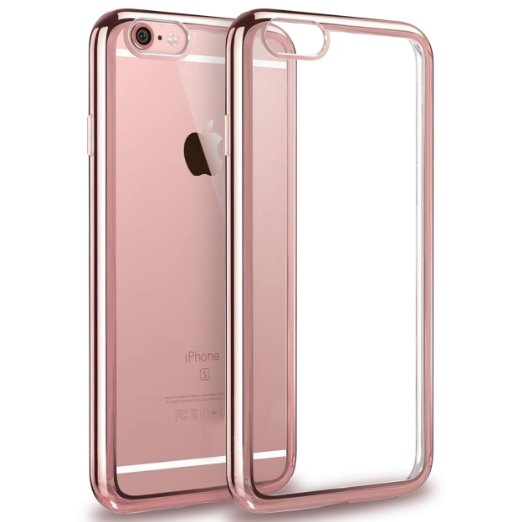iPhone 6s Case,iPhone 6 Case,[4.7inch]by Ailun,Soft TPU Bumper,Clear Back,Ultra-Slim&Lightweight,Shock-Absorption&Skid-proof,Anti-Scratch&Fingerprint&Oil Stain Cover[rose gold]