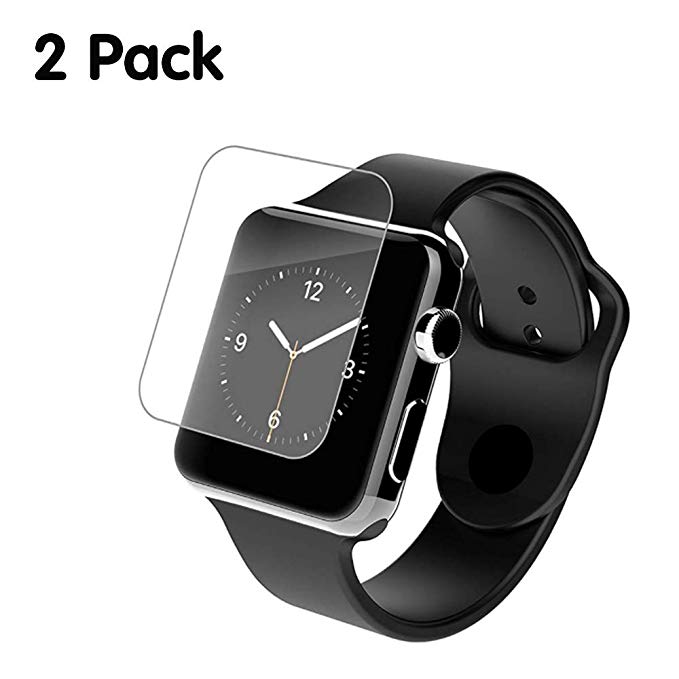 [2Pack] Compatible 38mm Apple Watch Screen Protector, Tempered Glass Screen Protector, Anti-Scratch Bubble Free Screen Film for iWatch 42mm Series 3/2/1 (HD Clear)