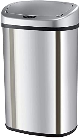 Display4top Stainless Steel Automatic Touchless Kitchen Sensor Bin,Trash Can,Touch Bin (58LRound)