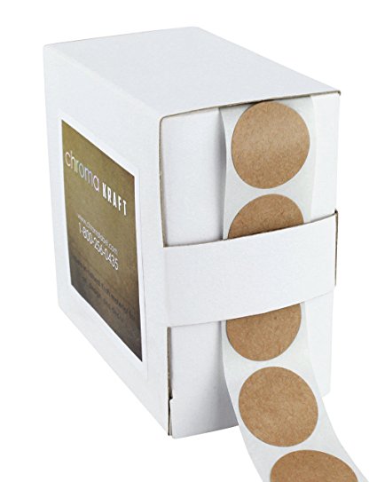 1" Brown Kraft Paper Dot Labels | 1,000 Round Stickers per Dispenser Box, Permanent Adhesive