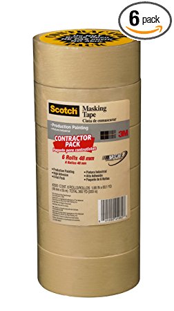 Scotch Masking Tape 2020-48A-CP, 1.88-Inch by 60.1-Yard, 6-Pack