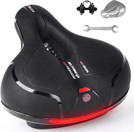 Pioneeryao Bike Seat Comfort Memory Foam Waterproof Bike Cushion with Dual Shock Absorbing Balls Bicycle Seat with Reflective Tape Universal Fit for Exercise and Outdoors