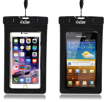 iCellor Waterproof Cell Phone Pouch Bag - For iPhone 6, 6s 6s Plus, 5, 5s, 4, Samsung Galaxy S6, S6 Edge S5, S4 Note 4, HTC, Sony, Nokia, Tablets -Dry Cell Phone Bag Fits All Cell Phones/Tablets/iPods/Cameras Upto 7-Inch Sizes
