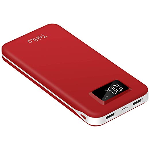 ToHLo 20000mAh Power Bank External Portable Charger Battery Packs Dual Output (Red)