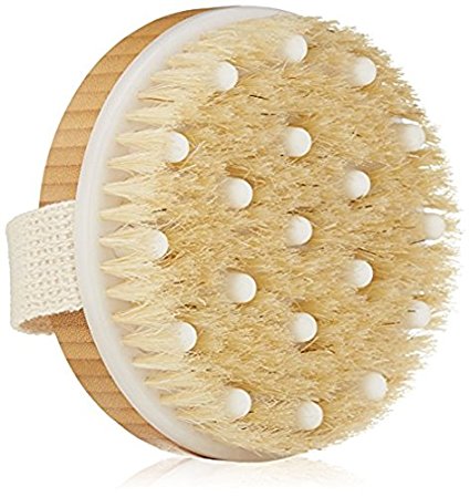 Dry / Wet Body Brush by Touch Me - Natural Boar's Bristle - Remove Dead Skin And Toxins, Cellulite Treatment ,Exfoliates, Stimulates Blood Circulation, Massage 2-in-1