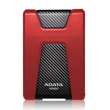 ADATA HD650 1TB Anti-Shock External Hard Drive, Red (AHD650-1TU3-CRD)