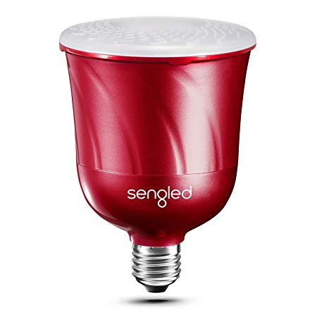 Sengled Pulse LED Smart Bulb with JBL Bluetooth Speaker, Requires Pulse Starter Kit, App Controlled Up to 8 BR30 LED Light Bulbs, E26 Base, Compatible with Amazon Alexa, Candy Apple Red