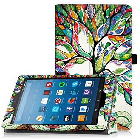 Famavala Folio Case Cover with Auto Wake/Sleep Feature for 8" Fire HD 8 Tablet [7th Generation 2017 / 6th Generation 2016] 8-Inch Tablet (LuckyTree)