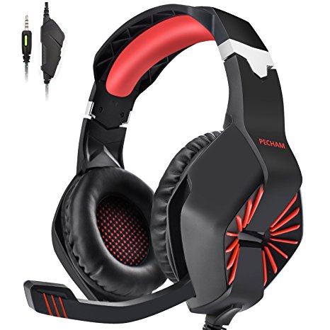 PECHAM Gaming Headset with Mic for New Xbox One, PS4,Nintendo Switch, PC - Surround Sound, Noise Reduction Game Earphone - 3.5MM Jack for Smart phone, Laptops, computer