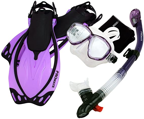 Promate Snorkeling Mask Dry Snorkel Fins Nylon Mesh Bag Set (SCS0094)