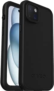 OtterBox iPhone 15 Plus and iPhone 14 Plus FRĒ Series Waterproof Case with MagSafe (Designed by LifeProof) - BLACK, waterproof, 60% recycled plastic, sleek and stylish