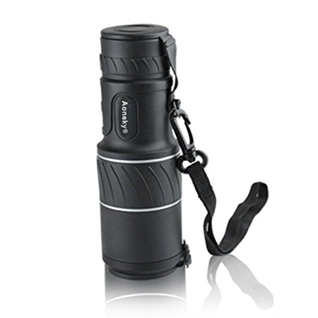 Aoneky 10x 40 Compact Monocular Telescope - High Powered Dual Focus 10X Closer for Hunting Bird Watching with Lens Dust Covers, Black
