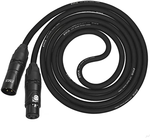 LyxPro LCP Quad Series 6 ft XLR 4-Conducter Star Quad Microphone Cable for Extremely Low Noise and Improved Sound Clarity, Black