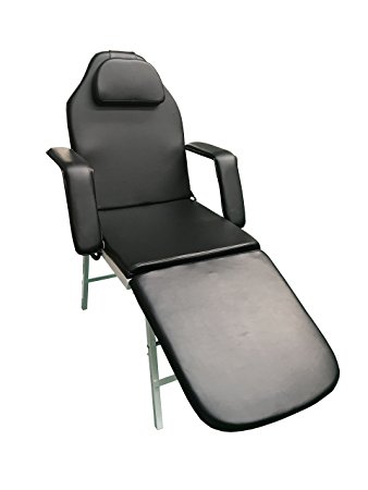 3 Fold Portable Tattoo Facial Bed Beauty Salon Massage Table Chair w/Free Carrying Case (BLACK)