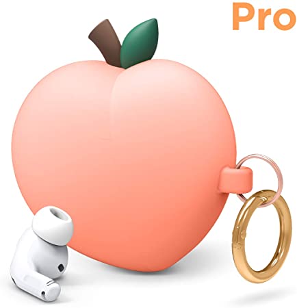 elago Peach AirPods Pro Case Cover Compatible with Apple AirPods Pro Case, 3D Cute Design Case Cover with Keychain (Peach)