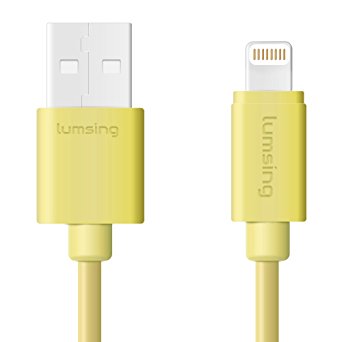 Lumsing Lightning to USB Cable Apple Certified Sync and Charging Cord(3.3 Feet/1M) with Ultra Compact Connector Head for iPhone, iPod and iPad(Yellow)