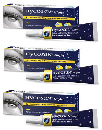 Hycosan Night Soothing Preservative-Free with Vitamin A Eye Ointment 3 Pack