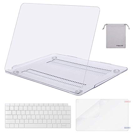 Mosiso MacBook Air 13 Case 2018 Release A1932 with Retina Display, Plastic Hard Case Shell & Keyboard Cover & Screen Protector & Storage Bag Only Compatible Newest MacBook Air 13 inch, Crystal Clear