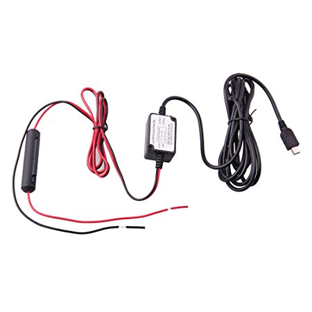 Dash Camera Vehicle Hard Wire Kit - Mini USB Compatible with G1w / G1w-C / G1WH / GT680W / Mini 0801 / Mobius Action Spy Tec Camera and More | Car DVR Camera Recorder Dashboard Dashcam | Black Box Video Recorder |