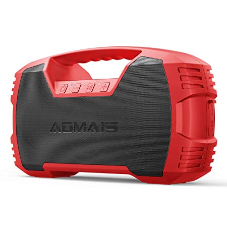 AOMAIS GO Bluetooth Speakers,Waterproof Portable Indoor/Outdoor 30W Wireless Stereo Pairing Booming Bass Speaker,30-Hour Playtime with 8800mAh Power Bank,Durable for Home Party,Camping(Red)