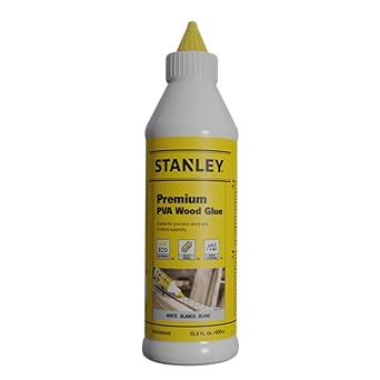 Stanley PVA Wood Glue - Water Resistant Adhesive for D3 Bond Strength on Hard and Soft Woods - Ideal for Bookbinding, Crafts, and Woodworking Projects - 13.5oz, 1 Pack