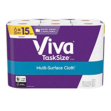 Viva Multi-Surface Cloth TaskSize Paper Towels, Cloth-Like Kitchen Paper Towels, White, 12 Family Rolls (143 sheets per roll)