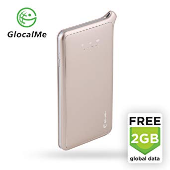 GlocalMe U2 LTE Global Mobile Hotspot Wi-Fi with 2GB Global Initial Data, SIM Free, for Internet Coverage in Over 100 Countries, Compatible with Smartphones, Tablets, Laptops and More - (Gold)