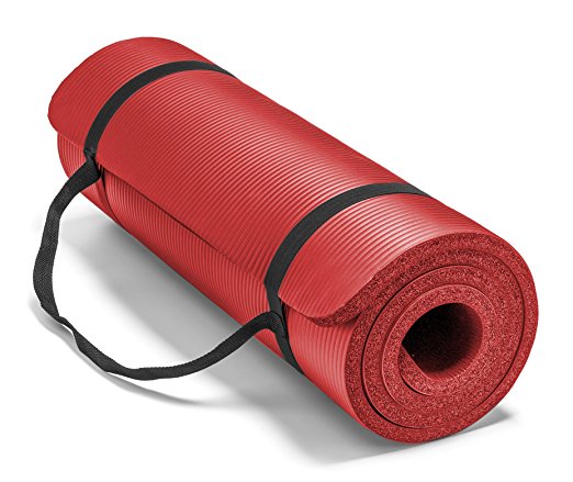 Spoga Premium 5/8-Inch Extra Thick 71-Inch Long High Density Exercise Yoga Mat with Comfort Foam and Carrying Straps, Red