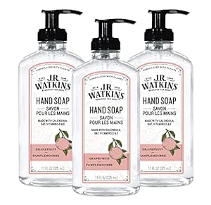 J.R. Watkins Gel Hand Soap For Bathroom or Kitchen, Scented, USA Made And Cruelty Free, 11 Fl Oz, Grapefruit, 3 Pack