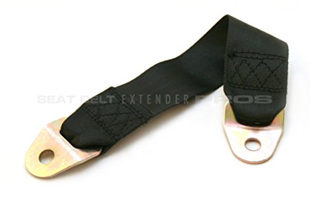 12" Car Seat Belt Extender - Black - Permanent - Fits 99% of Front Seat Belts