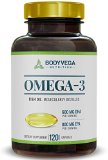 Omega 3 Fish Oil Pills 120 Capsules Count Triple Strength Supplement Burpless Softgels High EPA 800mg High DHA 600mg
