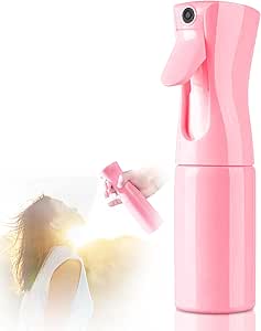 Ultra Fine Mist Spray Bottle - Continuous Hair Water Spray Bottle - Mist bottle sprayer for Hair, Home Cleaning, Salons, Planting, Body Care & More (Pink)