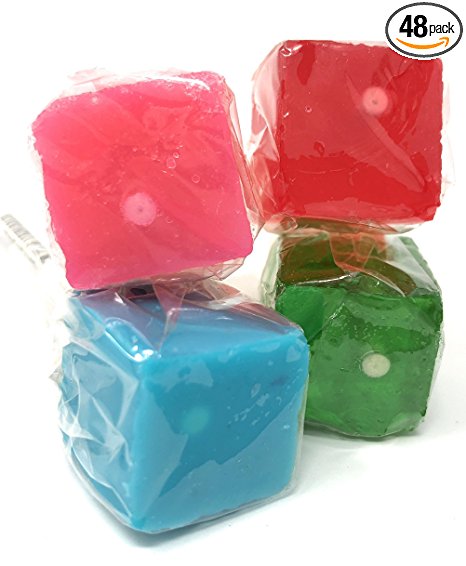 Hard Candy Cube Lollipop Suckers: Individually Wrapped Flavored Sucker Pack by Espeez - Old Fashioned Square Party Pops in Bulk - Assorted Flavors, 48 Count