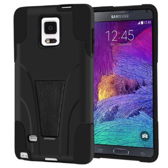 Vakoo Galaxy Note 4 Kickstand Case [Black][Slim Fit][Shockproof] Hard Plastic Cover and Soft Silicone Case Dual Layer Hybrid Defender Protective Case For Samsung Galaxy Note 4 Case (SM-N910S/SM-N910C)