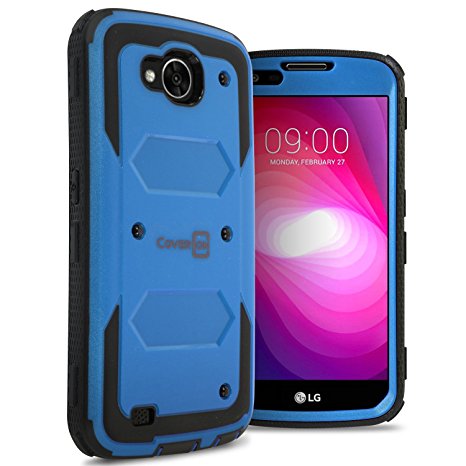 LG X Venture Case, LG X Calibur Case, CoverON [Tank Series] Tough Hybrid Hard Armor Protective Phone Cover Case For LG X Calibur / LG X Venture - Blue / Black