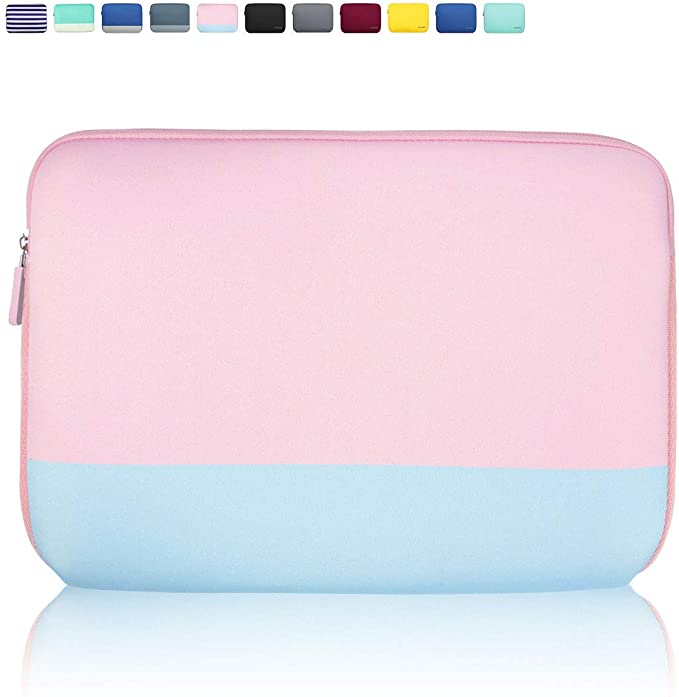 AULEEP 15-15.6 Inch Laptop Sleeves, Neoprene Notebook Computer Pocket Tablet Carrying Sleeve/ Water-Resistant Compatible Laptop Sleeve for Acer/Asus/Dell/Lenovo/HP (Light Blue and Pink)