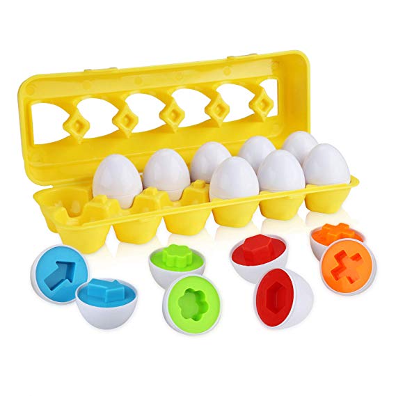 Anleolife Color Shape Matching Egg Set, Preschool Montessori Toys for Toddler Games, Educational Color Recognition Skills Learning