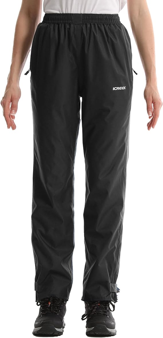 iCreek Women's Rain Pants Waterproof Hiking Pants Windproof Lightweight Over Pants Work Rain Outdoor for Golf, Fishing