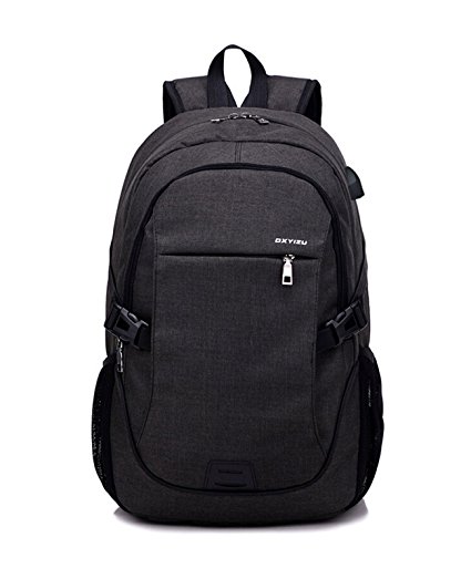 Business Laptop Backpack, Trustbag 15 15.6 Inch College Backpacks w/ USB Charging Port, Anti-theft Lightweight Travel Bag for Women & Men, Fits UNDER 17 Laptop / Computer (Black)