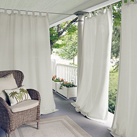 Elrene Home Fashions 026865643077 Indoor/Outdoor Solid Tab Top Single Panel Window Curtain Drape, 52" x 84", White