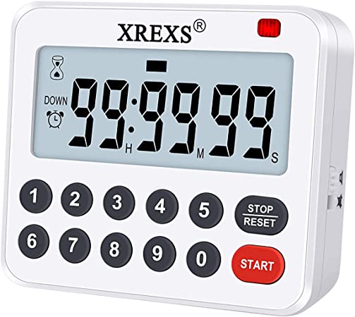 XREXS Digital Kitchen Timer Magnetic Countdown Up Cooking Timer Loud Alarm and Mute Optional, Magnet and Stand, Large Display Classroom Timer for Teachers (2 Batteries Included) Upgraded Version