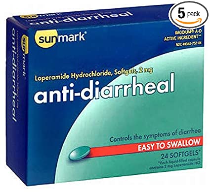 Sunmark Anti-Diarrheal Softgels - 24 ct, Pack of 5