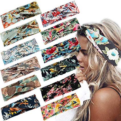 LOLIAS 8-12 Pack Crochet Turban Headband Winter Soft Knitted Hairband Braided Ear Warmer Boho Headwraps for Women Girls