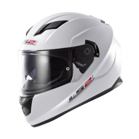 LS2 Stream Solid Full Face Motorcycle Helmet With Sunshield (White, Medium)